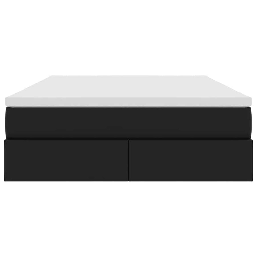 Opbergbed met matras met matras Zwart 140 x 190 cm Nep Leer