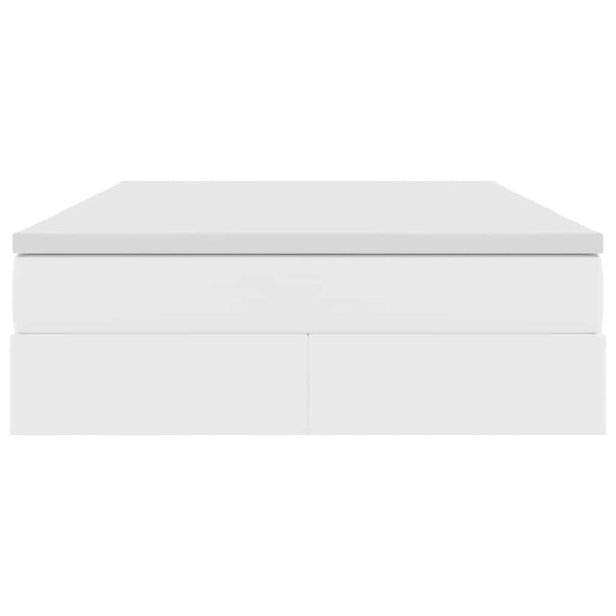 Opbergbed met matras met matras Wit 140 x 190 cm Nep Leer