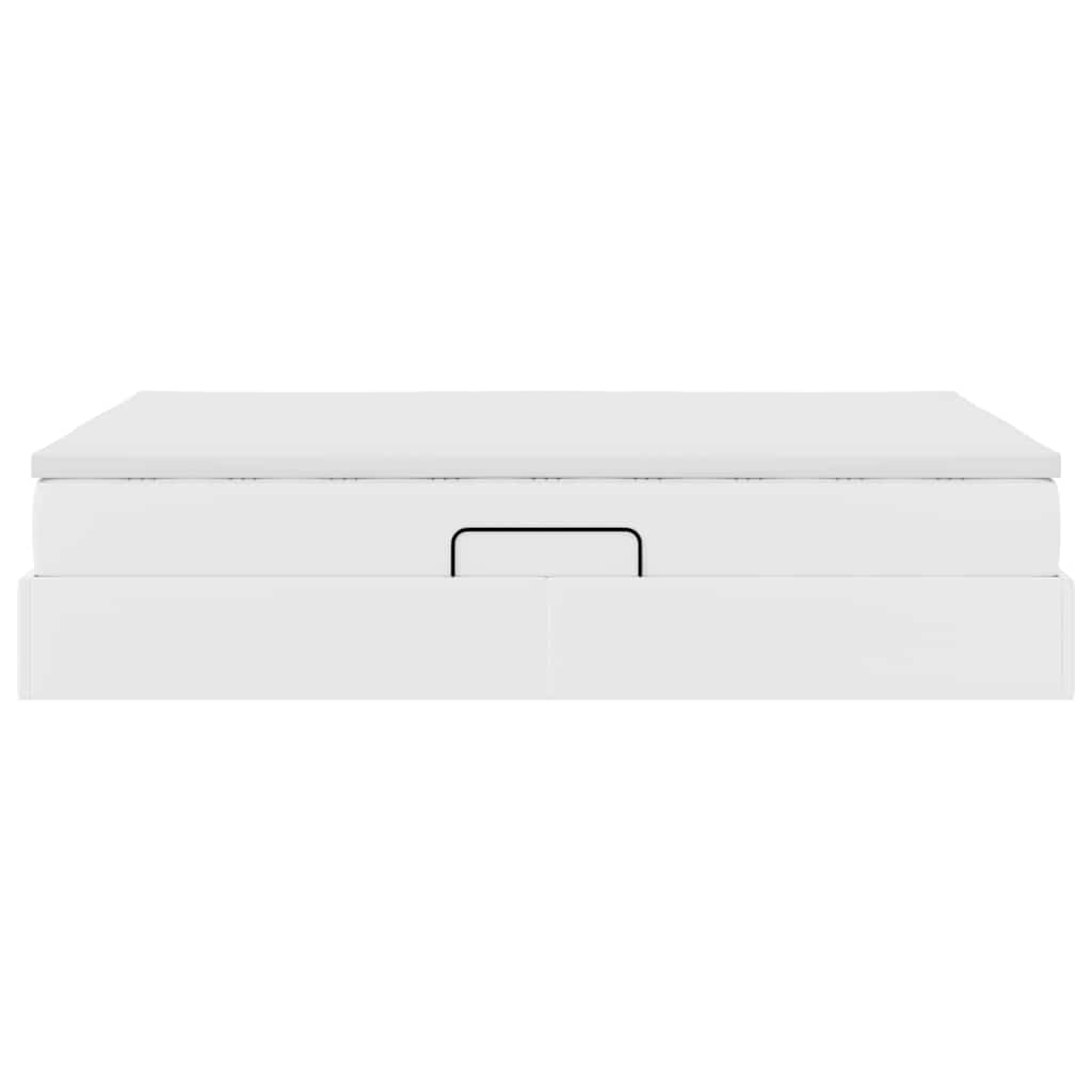Opbergbed met matras met matras Wit 140 x 190 cm Nep Leer