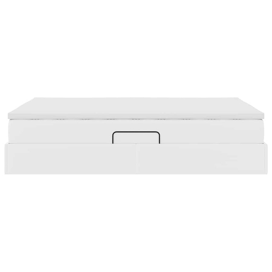 Opbergbed met matras met matras Wit 140 x 190 cm Nep Leer
