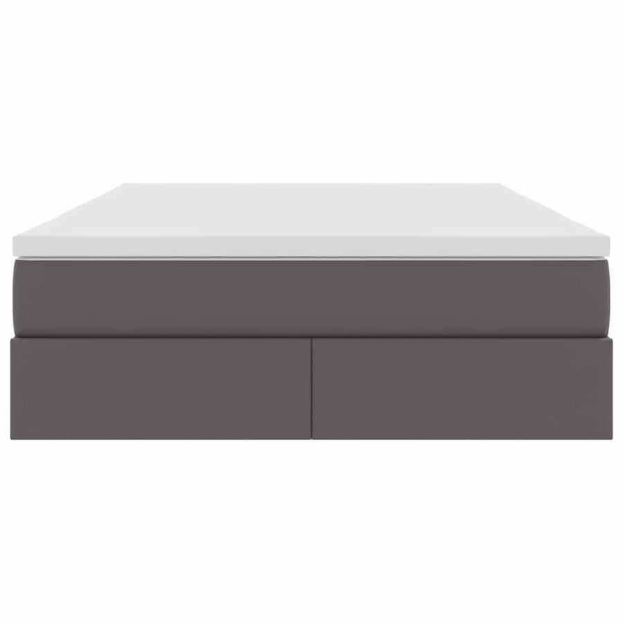 Opbergbed met matras met matras Grijs 140 x 190 cm Nep Leer