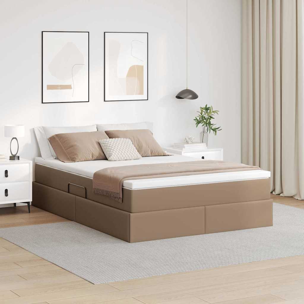 Opslag Bed Met Matras Nep Leer 140 x 190 cm Cappuccino