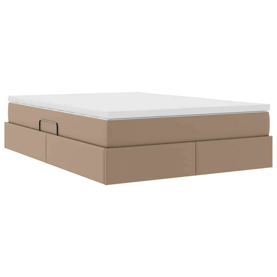 Opslag Bed Met Matras Nep Leer 140 x 190 cm Cappuccino