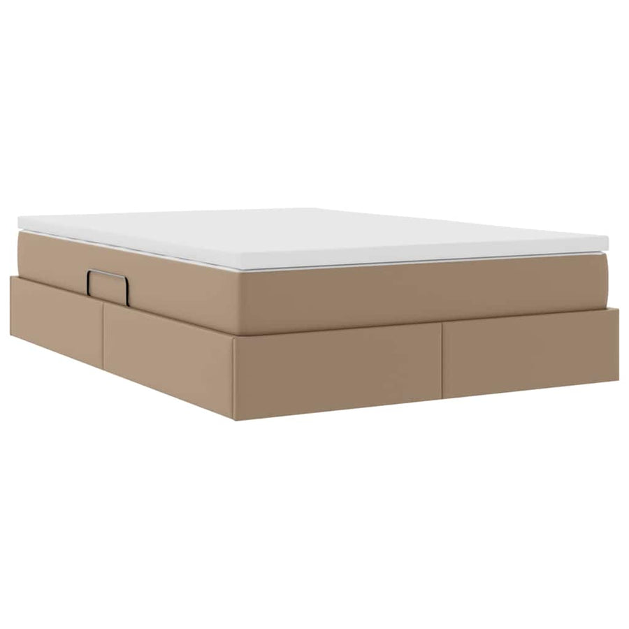 Opslag Bed Met Matras Nep Leer 140 x 190 cm Cappuccino