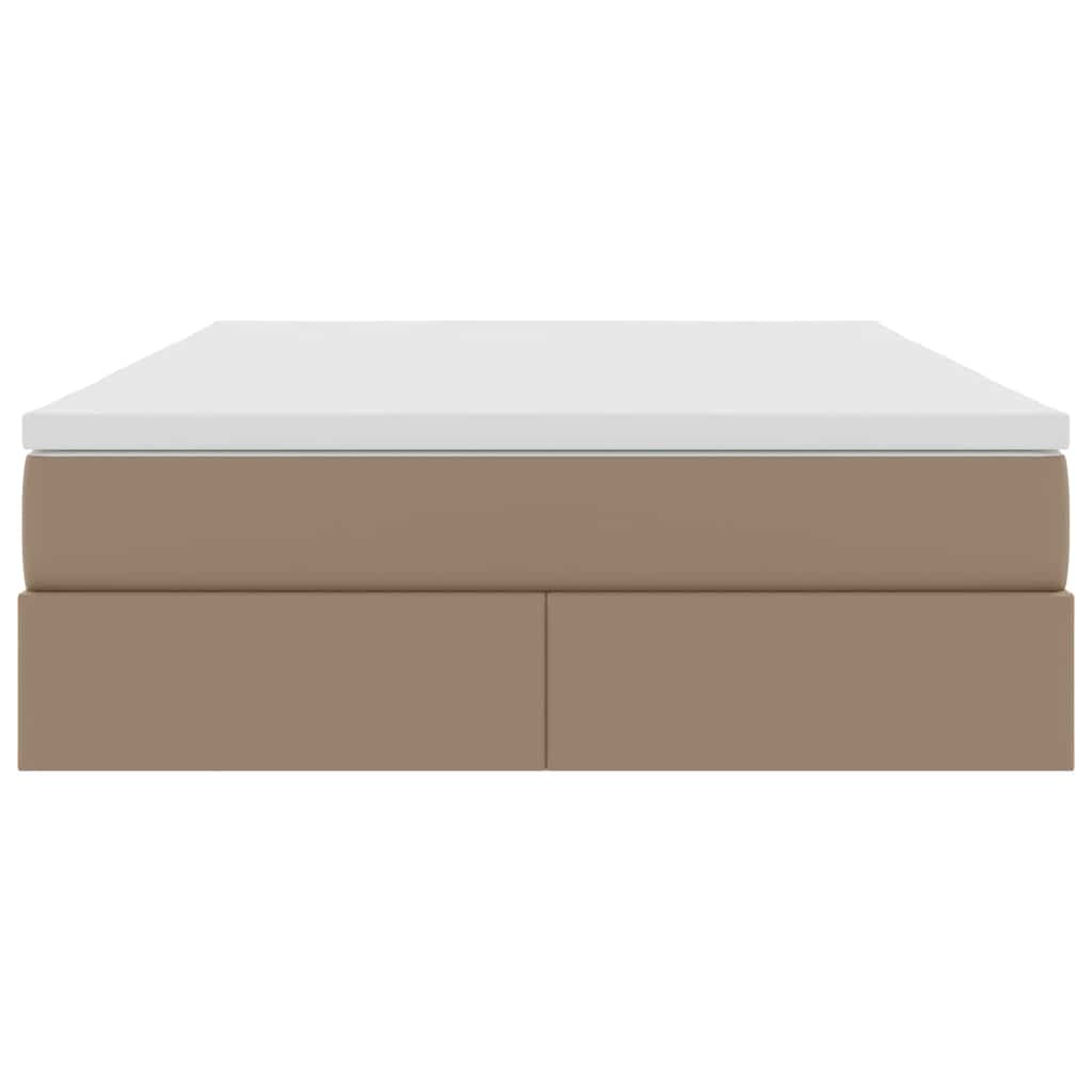 Opslag Bed Met Matras Nep Leer 140 x 190 cm Cappuccino