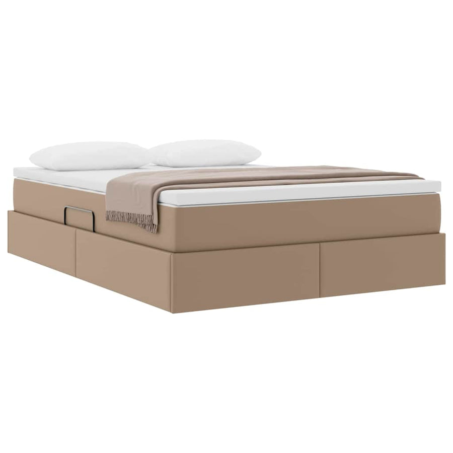 Opslag Bed Met Matras Nep Leer 140 x 190 cm Cappuccino