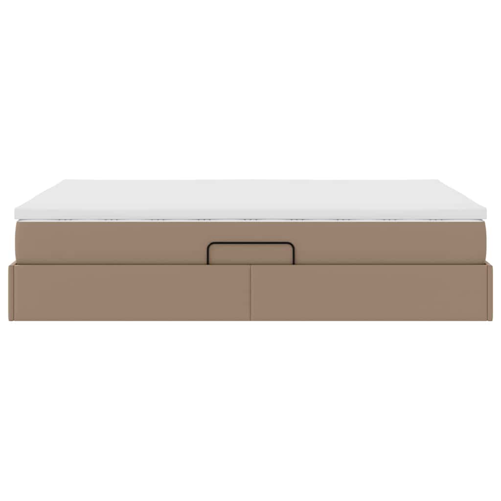 Opslag Bed Met Matras Nep Leer 140 x 190 cm Cappuccino