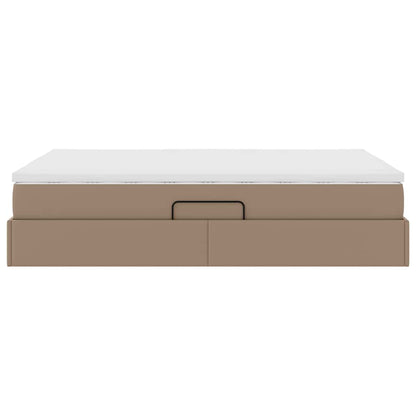 Opslag Bed Met Matras Nep Leer 140 x 190 cm Cappuccino