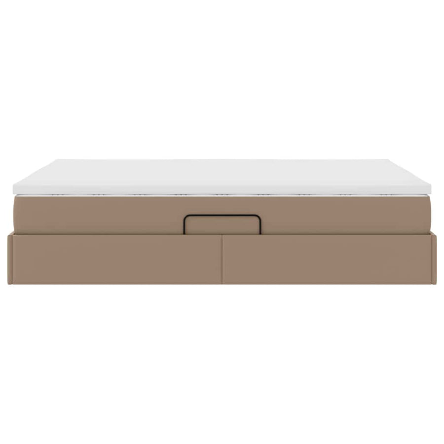 Opslag Bed Met Matras Nep Leer 140 x 190 cm Cappuccino