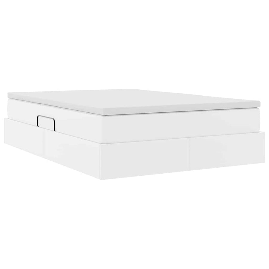 Opbergbed met matras met matras Wit 140 x 200 cm Nep Leer