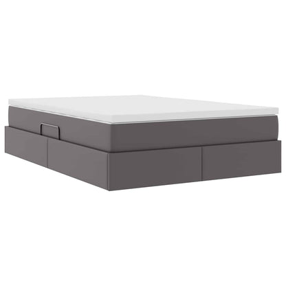 Opbergbed met matras met matras Grijs 140 x 200 cm Nep Leer