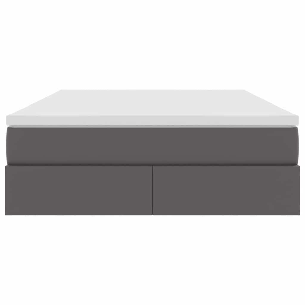 Opbergbed met matras met matras Grijs 140 x 200 cm Nep Leer