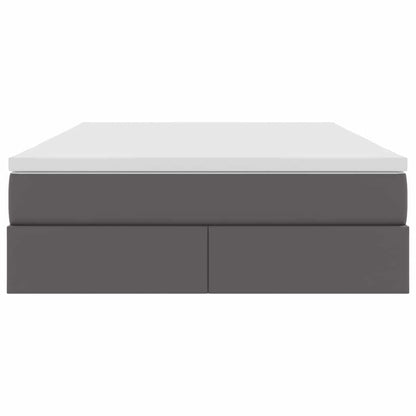 Opbergbed met matras met matras Grijs 140 x 200 cm Nep Leer