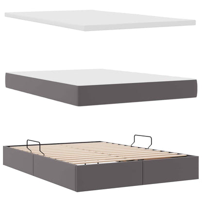Opbergbed met matras met matras Grijs 140 x 200 cm Nep Leer