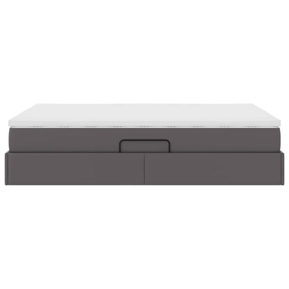 Opbergbed met matras met matras Grijs 140 x 200 cm Nep Leer