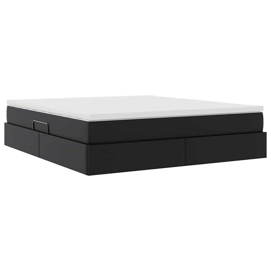 Opbergbed met matras met matras Zwart 160 x 200 cm Nep Leer