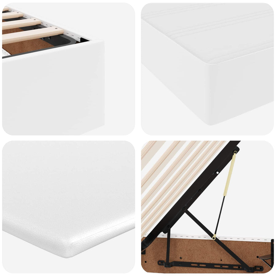 Opbergbed met matras met matras Wit 160 x 200 cm Nep Leer
