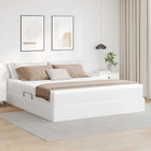 Storage bed with mattress with mattress White 160 x 200 cm Faux Leather