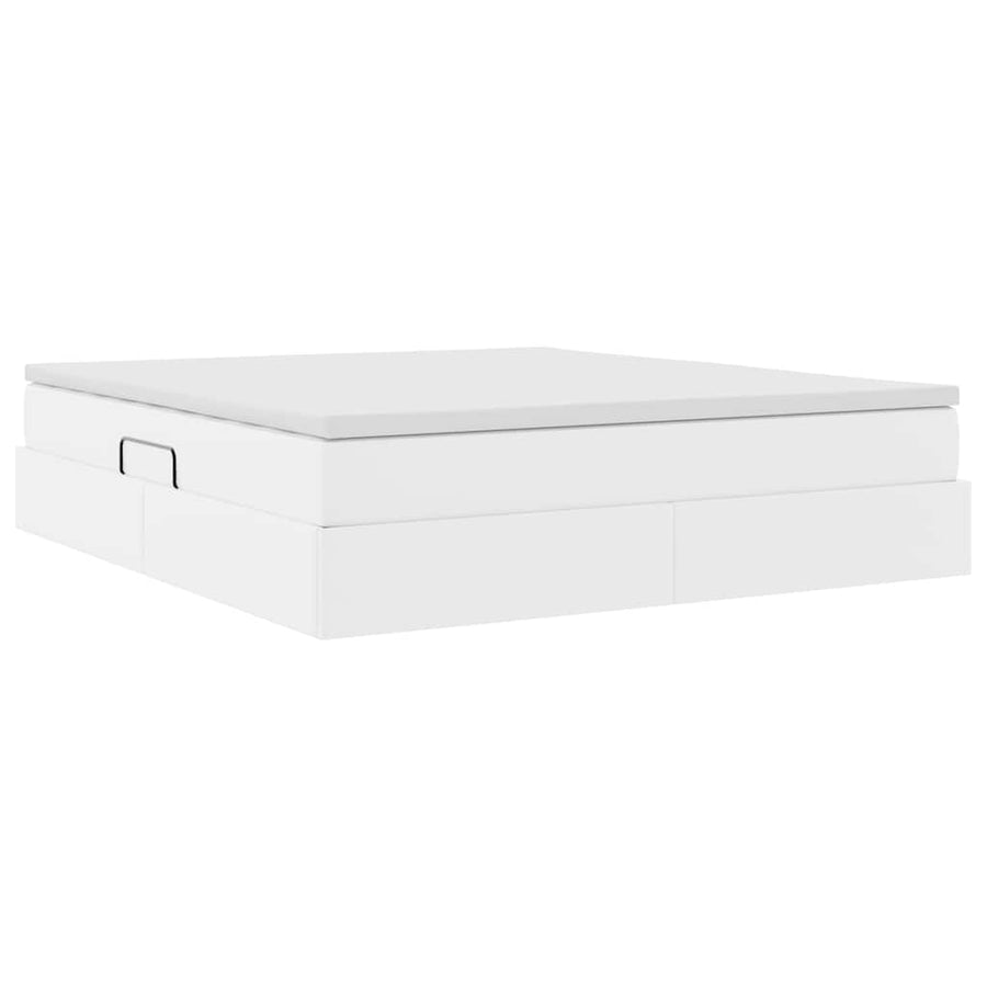 Opbergbed met matras met matras Wit 160 x 200 cm Nep Leer