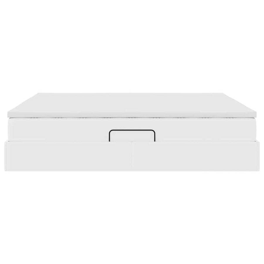 Opbergbed met matras met matras Wit 160 x 200 cm Nep Leer