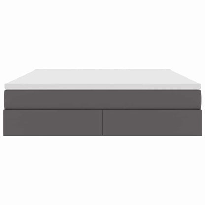 Opslag bed met matras met matras Grijs 160 x 200 cm Nep Leer