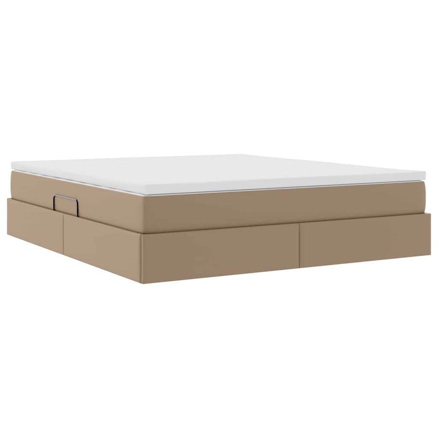 Opbergbed met matras Cappuccino 160 x 200 cm Nep Leer