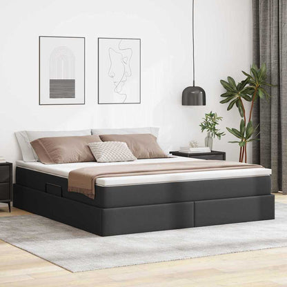 Opbergbed met matras met matras Zwart 180 x 200 cm Nep Leer