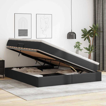 Opbergbed met matras met matras Zwart 180 x 200 cm Nep Leer