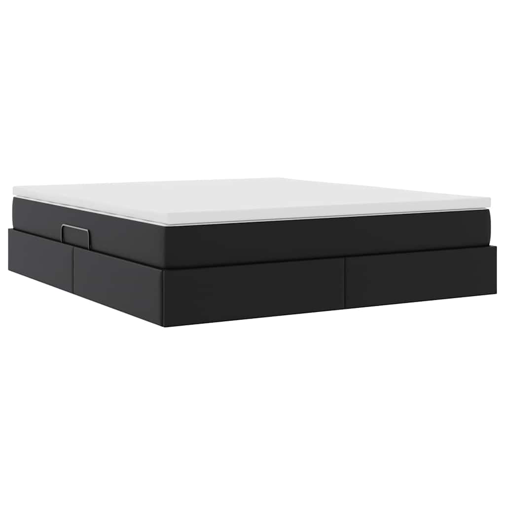 Opbergbed met matras met matras Zwart 180 x 200 cm Nep Leer