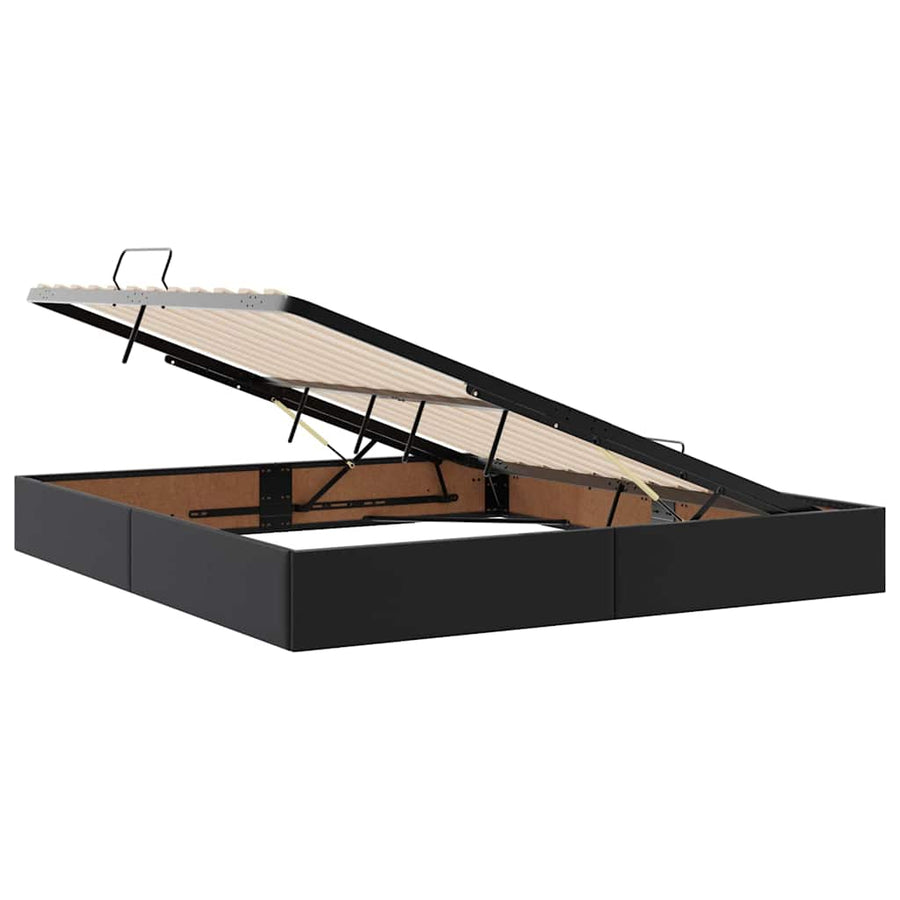 Opbergbed met matras met matras Zwart 180 x 200 cm Nep Leer