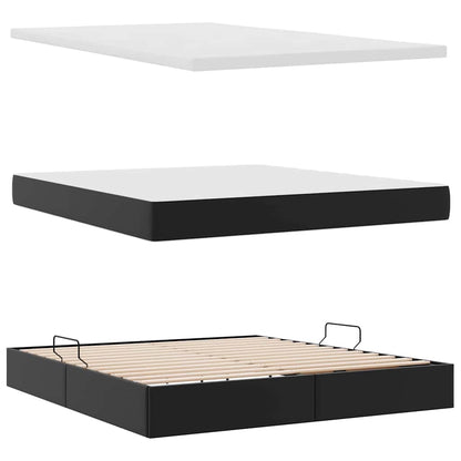 Opbergbed met matras met matras Zwart 180 x 200 cm Nep Leer