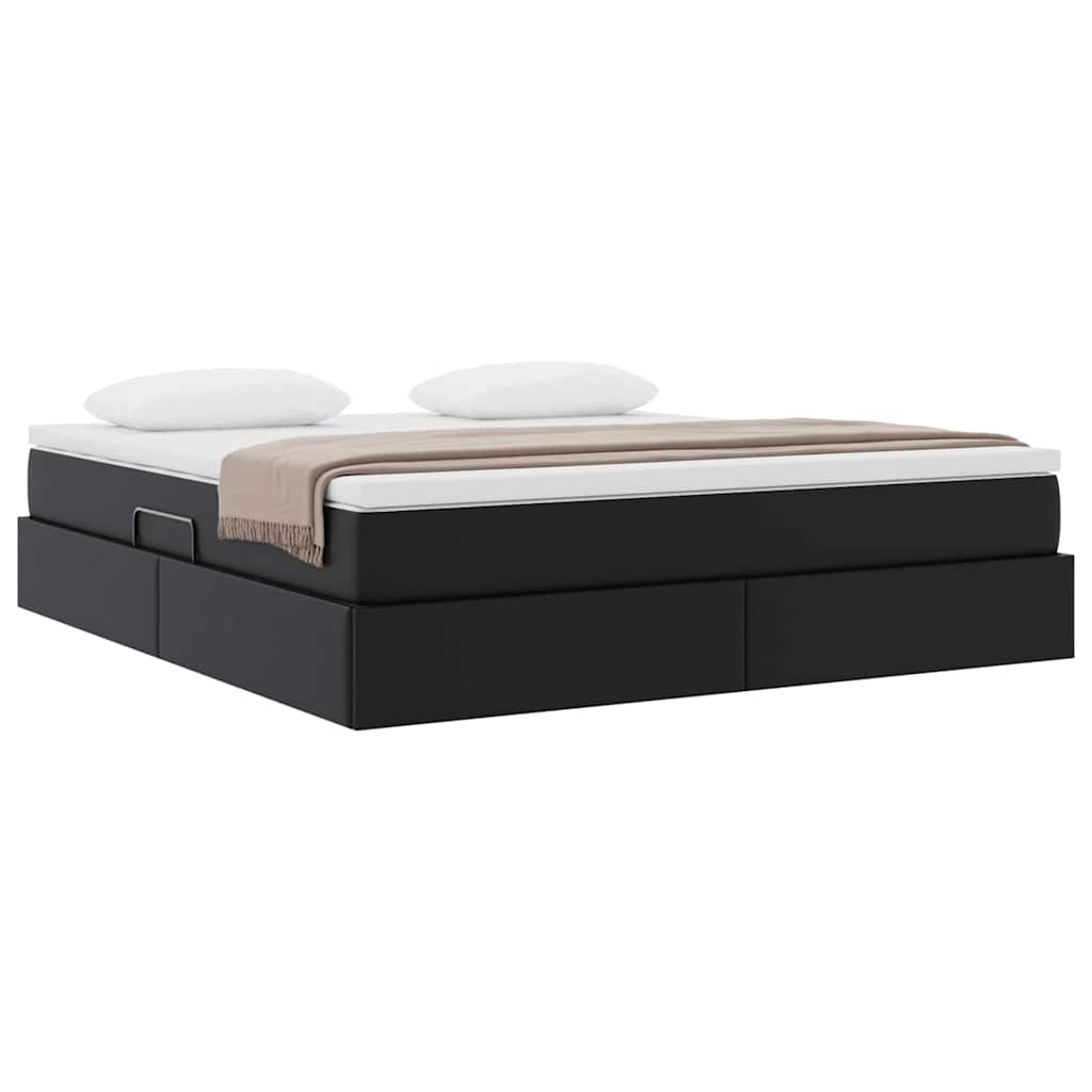Opbergbed met matras met matras Zwart 180 x 200 cm Nep Leer