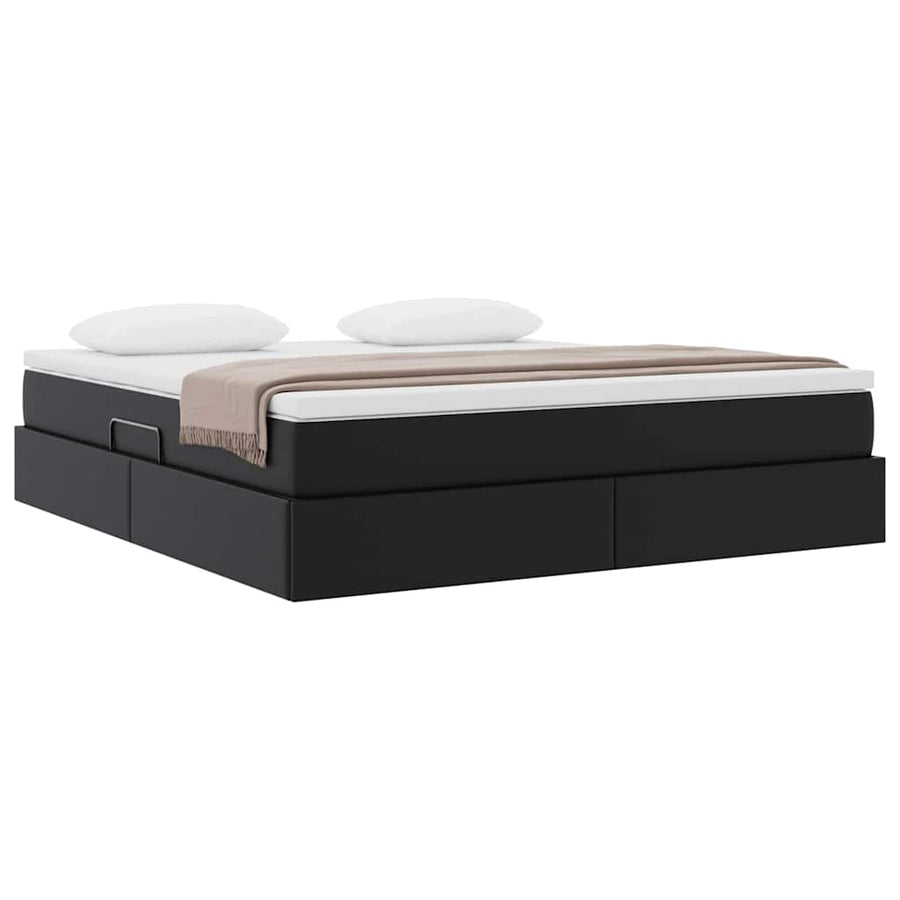 Opbergbed met matras met matras Zwart 180 x 200 cm Nep Leer