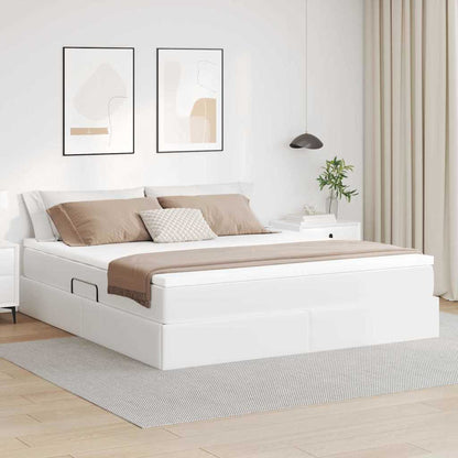 Opbergbed met matras met matras Wit 180 x 200 cm Nep Leer