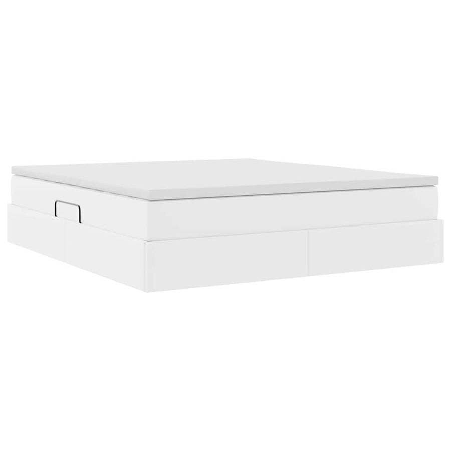 Opbergbed met matras met matras Wit 180 x 200 cm Nep Leer