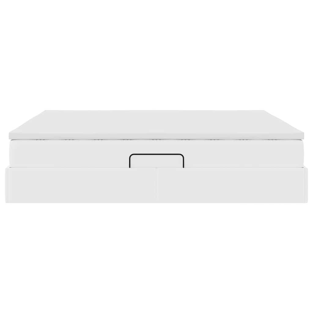 Opbergbed met matras met matras Wit 180 x 200 cm Nep Leer