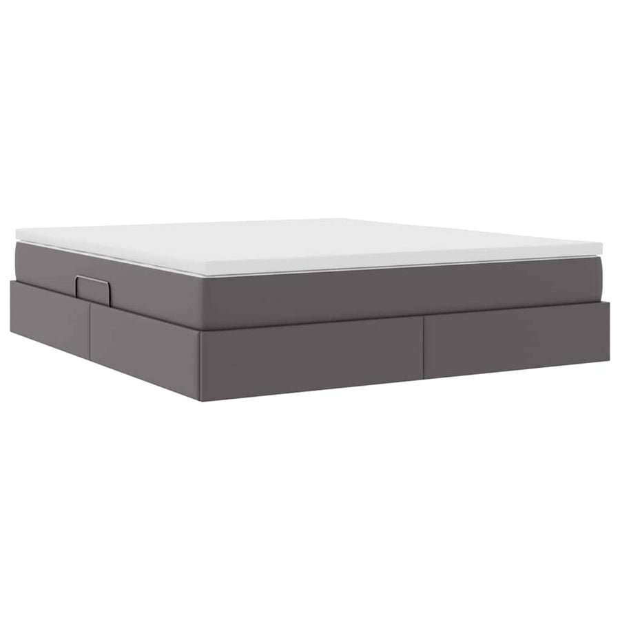 Opbergbed met matras met matras Grijs 180 x 200 cm Nep Leer