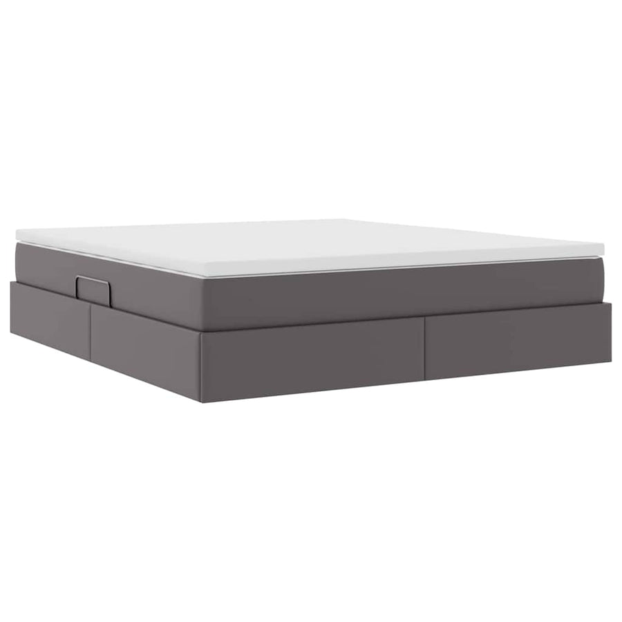 Opbergbed met matras met matras Grijs 180 x 200 cm Nep Leer