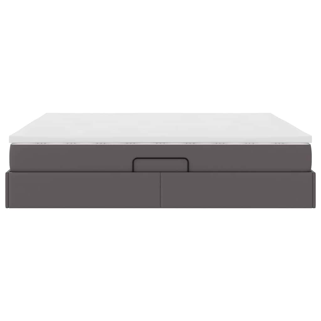 Opbergbed met matras met matras Grijs 180 x 200 cm Nep Leer
