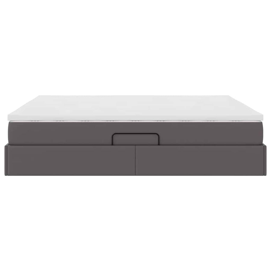Opbergbed met matras met matras Grijs 180 x 200 cm Nep Leer