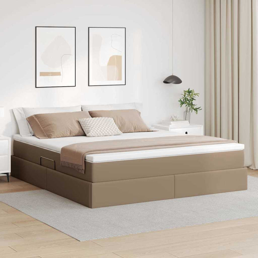 Opbergbed met matras Cappuccino 180 x 200 cm Nep Leer