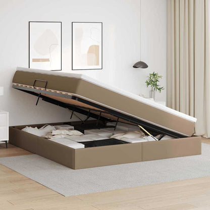 Opbergbed met matras Cappuccino 180 x 200 cm Nep Leer
