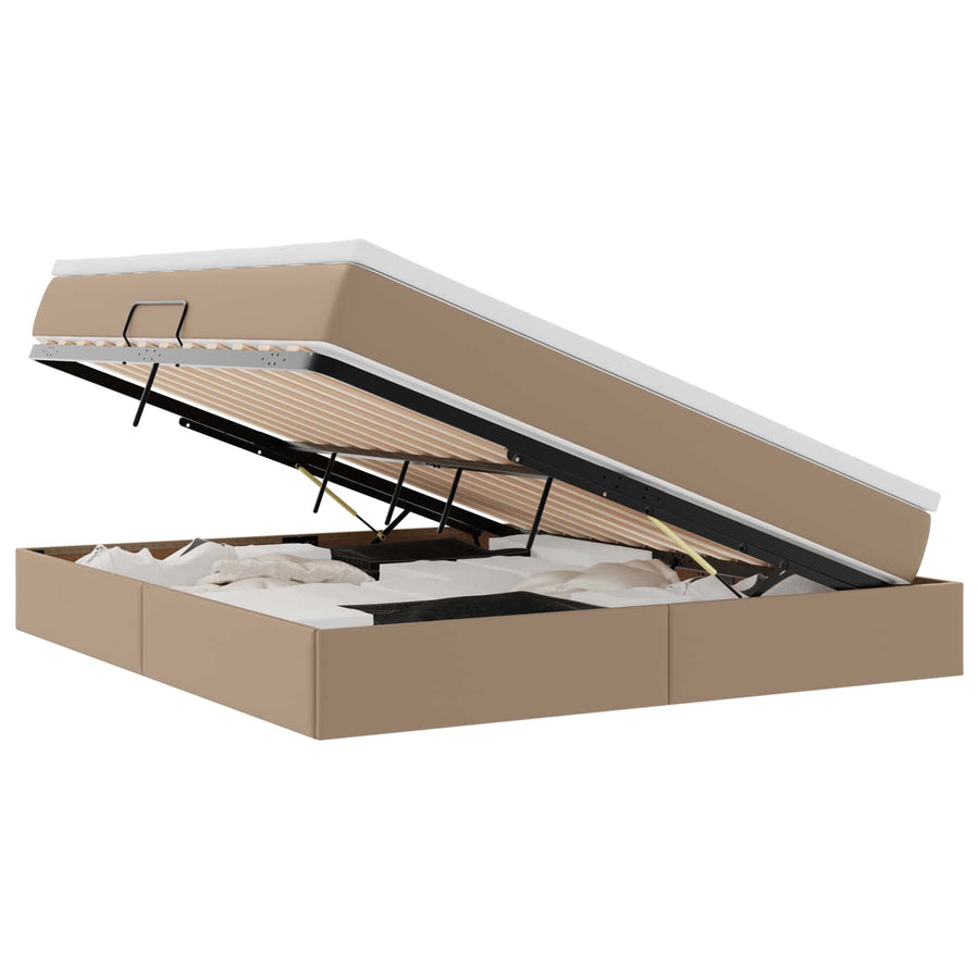 Opbergbed met matras Cappuccino 180 x 200 cm Nep Leer