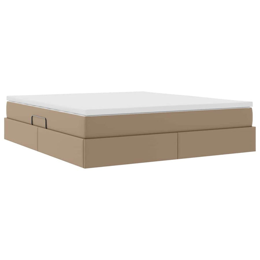 Opbergbed met matras Cappuccino 180 x 200 cm Nep Leer