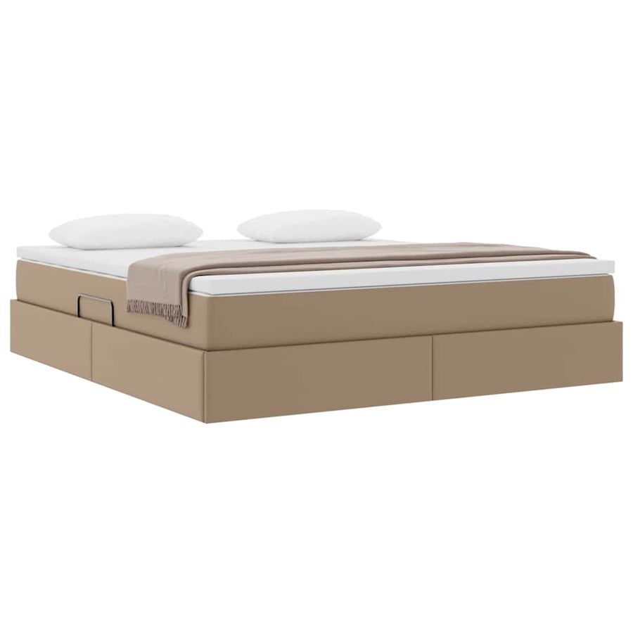 Opbergbed met matras Cappuccino 180 x 200 cm Nep Leer
