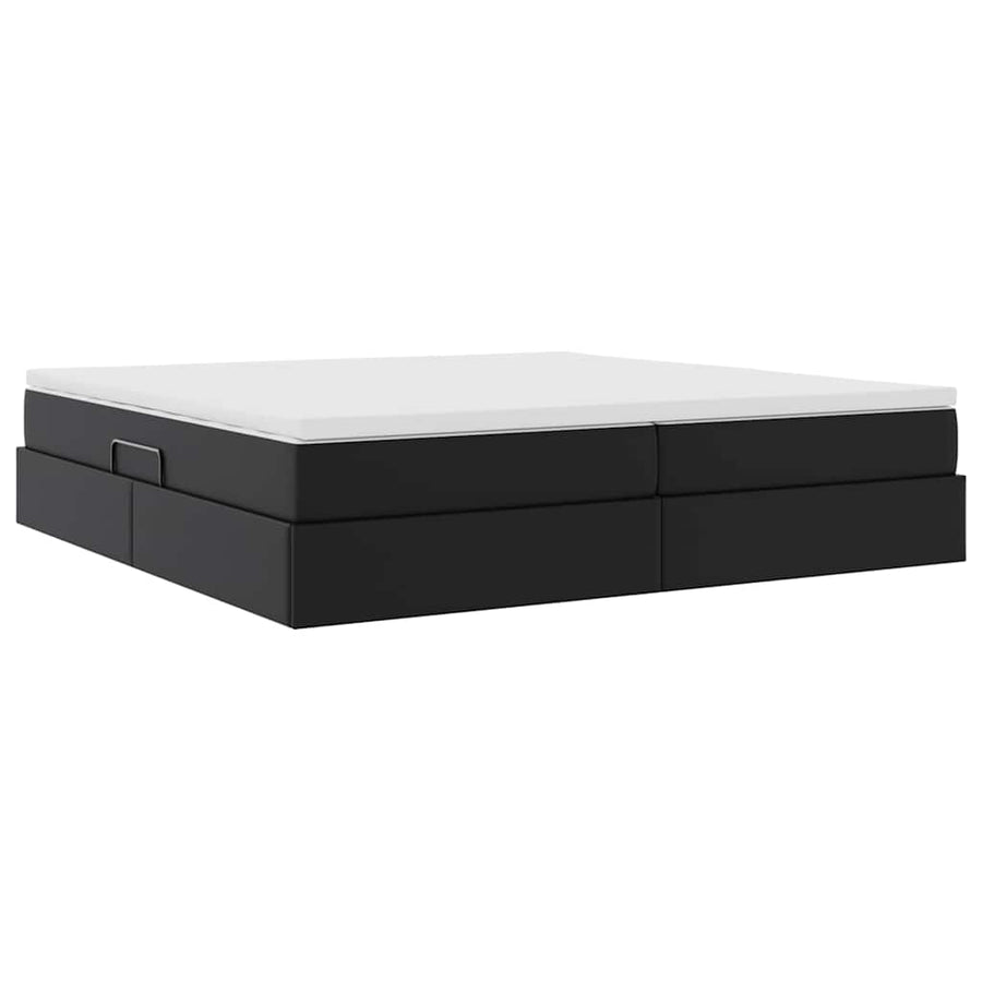 Opbergbed met matras met matras Zwart 200 x 200 cm Nep Leer
