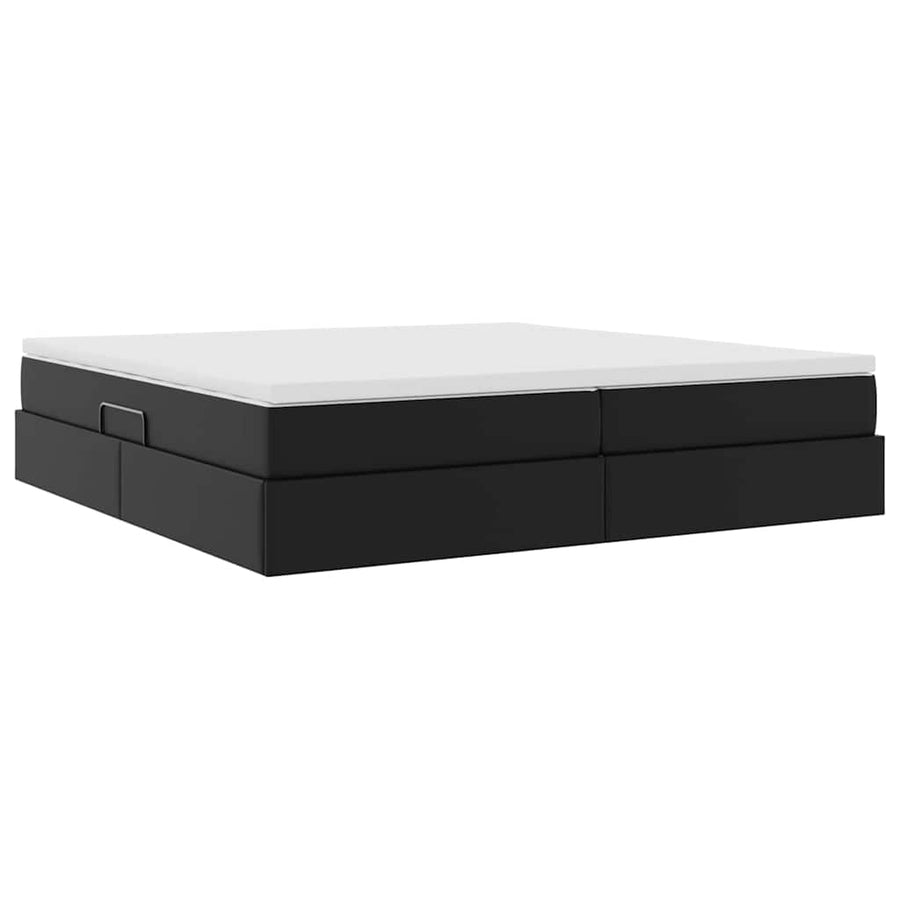 Opbergbed met matras met matras Zwart 200 x 200 cm Nep Leer