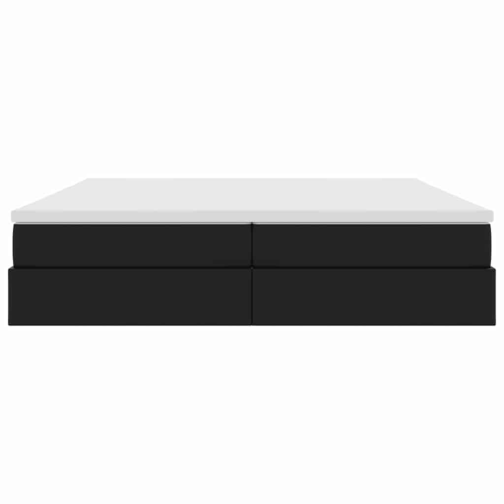 Opbergbed met matras met matras Zwart 200 x 200 cm Nep Leer
