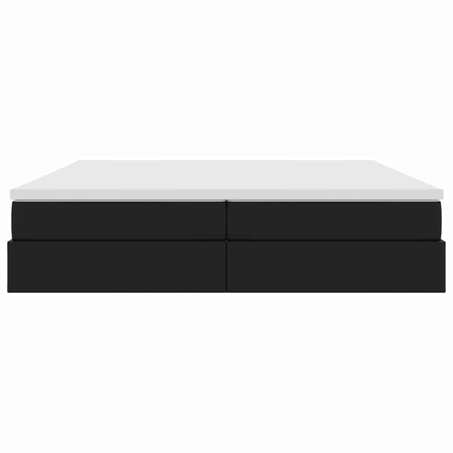 Opbergbed met matras met matras Zwart 200 x 200 cm Nep Leer