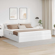 Opbergbed met matras 200x200 cm wit kunstleer